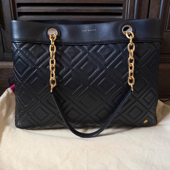 Tory Burch Handbags - Tory Burch Large Fleming Triple Compartment Tote Black
